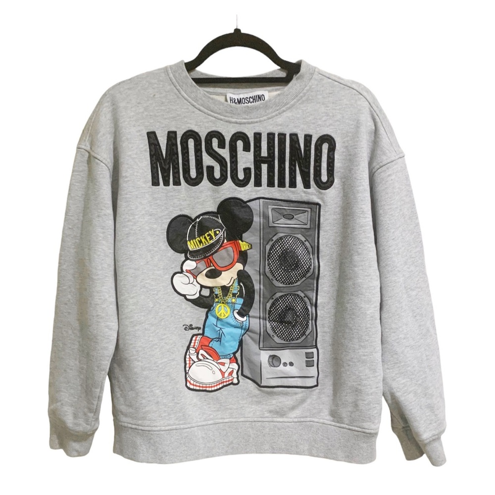 Moschino x H&M NEW Mickey Mouse Appliqué MOSCHINO Embroidered Sweatshirt Size S